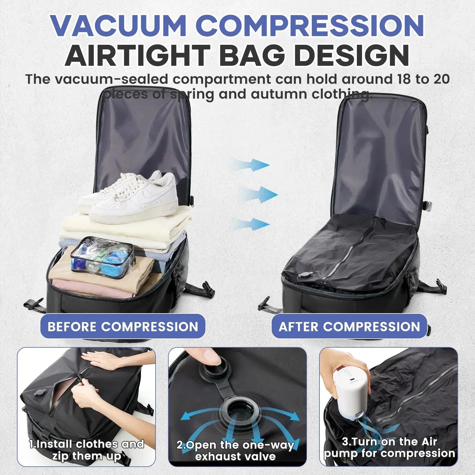Rucksack mit Vakuumfunktion